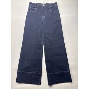 Risen Jeans Women's Stretch Wide Leg Crop Dark Blue Jeans - Size 5/27 (27x26.5)